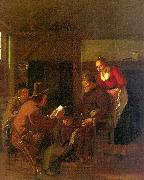 Ludolf de Jongh Messenger Reading to a Group in a Tavern oil painting picture wholesale